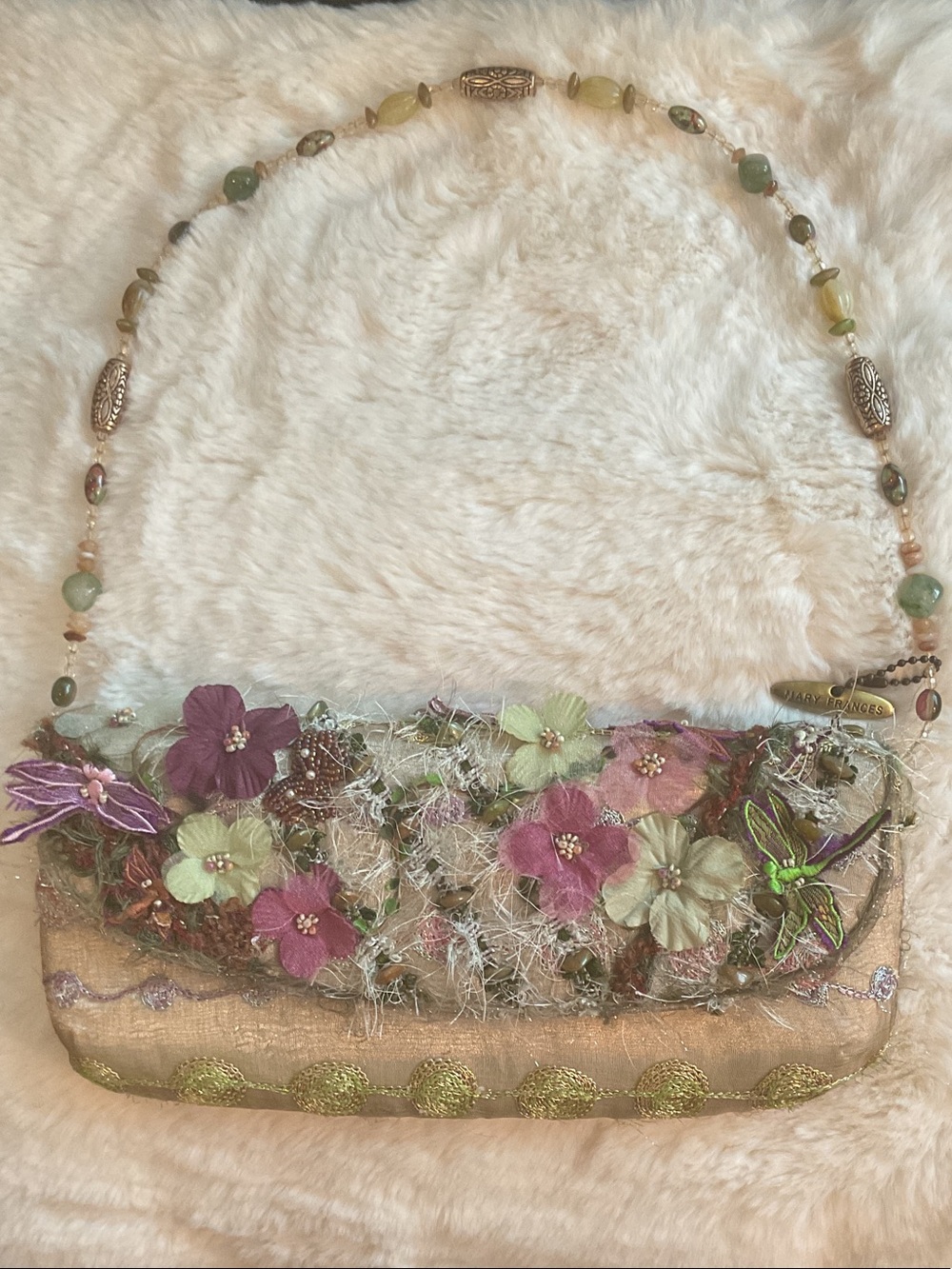 Mary Frances Vintage Floral Beaded Shoulder Bag